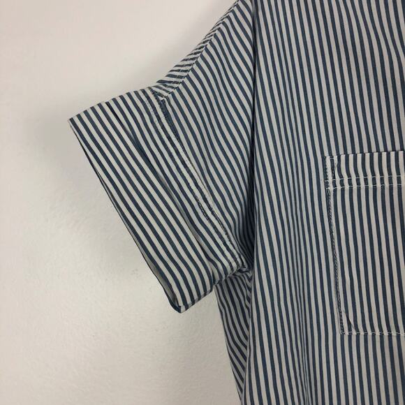 Madewell play courier blue white striped short sleeve button down boxy shirt XXS - Picture 5 of 7